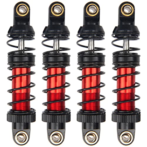 4Pcs Vgoohobby Metal Shocks Absorber Adjustable Dampers Compatible with Axial SCX10 Traxxas TRX4 D90 90046 Redcat Gen7 1/10 RC Crawler Car (Red,70mm)
