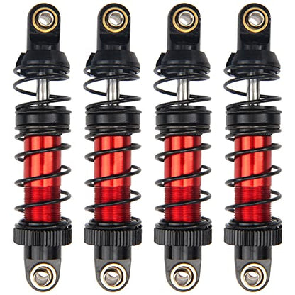4Pcs Vgoohobby Metal Shocks Absorber Adjustable Dampers Compatible with Axial SCX10 Traxxas TRX4 D90 90046 Redcat Gen7 1/10 RC Crawler Car (Red,70mm)