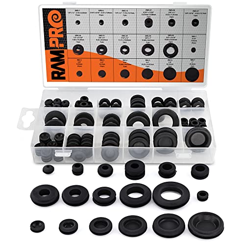 125pc 18 Sizes Rubber Grommet Kit - Includes Grommets for Wiring, Hole Plugs, and Automotive Firewall Grommet (1/4' 5/16' 1/2' 7/32' 3/8' 9/16' 5/16' 5/8' 3/4' 7/8' 15/16' 21/32' 1') - size: 18 Sizes (125-Pc)