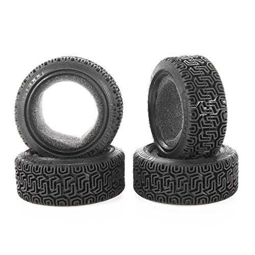 1/10 RC Car Racing Flat Run Sponge Insert Rubber Tyres 68mm Tires for 1:10 RC On Road Car Tamiya HSP HPI Kyosho RC Rally Car (Black) - color: Black