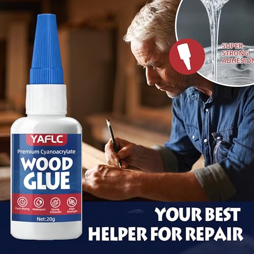 Wood Glue, Liquid Super Glue for Wood 40g | Clear Instant Cyanoacrylate Adhesive for Crafts Repair Woodworking, Furniture, Garden, DIY - style: Wood Glue