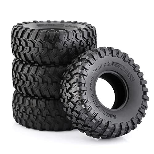 2.2 RC Crawler Tires With Foam Inserts OD 130mm Rubber Grappler Mud Terrain Tyres For 1/10 Crawler Car SCX10 90047 D90 TF2 AX10 D90 Tamiya CC01 Traxxas TRX4 2.2" Beadlock Wheels Rims 4PCS