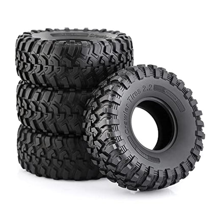 2.2 RC Crawler Tires With Foam Inserts OD 130mm Rubber Grappler Mud Terrain Tyres For 1/10 Crawler Car SCX10 90047 D90 TF2 AX10 D90 Tamiya CC01 Traxxas TRX4 2.2" Beadlock Wheels Rims 4PCS