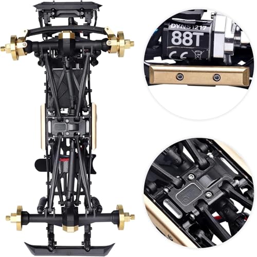 SCX24 Skid Plate and Brass Chassis Weight Bar Upgrades for Axial SCX24 Gladiator Bronco Deadbolt C10 Wrangler