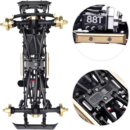 SCX24 Skid Plate and Brass Chassis Weight Bar Upgrades for Axial SCX24 Gladiator Bronco Deadbolt C10 Wrangler