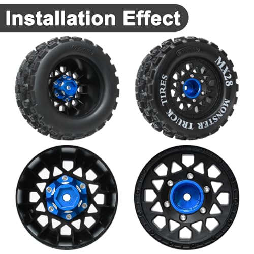 LRFHL 1/10 6x30 to 14mm Hex Adapters for 1/10 Proline Arrma Senton Granite | 20mm Thickness, Aluminum Wheel Hex Hub Adapter Upgrade Parts, Blue - color: Blue 14mm