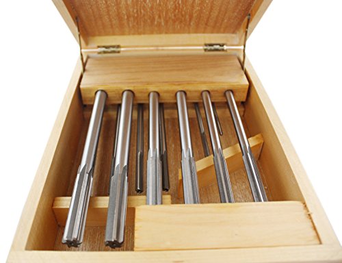 Accusize Industrial Tools 14 Pc Over and Under Size H.S.S. Chucking Reamer Set, 0.1240'' Thru 0.5010'', in Fitted Case, 5500-SX00 | 14 Pc Set, Straight Shank, Straight Flute, Right-Hand Cut, Fitted Case, 5500-SX00 - size: Over & Under Size 0.1240"-0.5010"