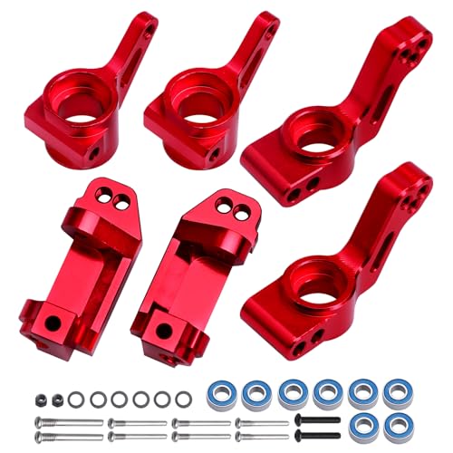 Aluminum Front Steering Blocks & Caster Blocks and Rear Stub Axle Carriers Upgrade Kit for 1/10 Traxxas Slash 2WD Stampede Rustler VXL, Replacement of 3632 3736 3752 (Red) - color: Red