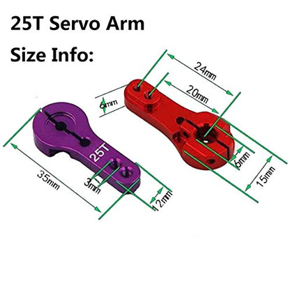 ShareGoo 5PCS Aluminum 25T Servo Horn M3 Threads 25T Steering Arm Compatible with Futaba Savox Xcore HSP TowerPro MG Servo RC Car Truck Buggy Airplane,Red