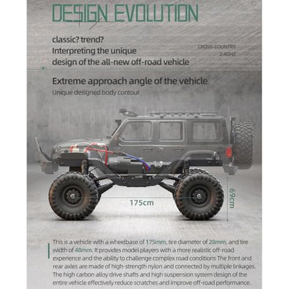 1/16 Scale RC Crawler 4WD, Full Proportional Remote Control Rock Crawler Truck with 9kg Metal Gear Servo & 12 LED Light Modes, Blue Body-on-Frame Off-Road Climbing Vehicle Hobby Toy Gift for Adults - color: R1605/Army Green