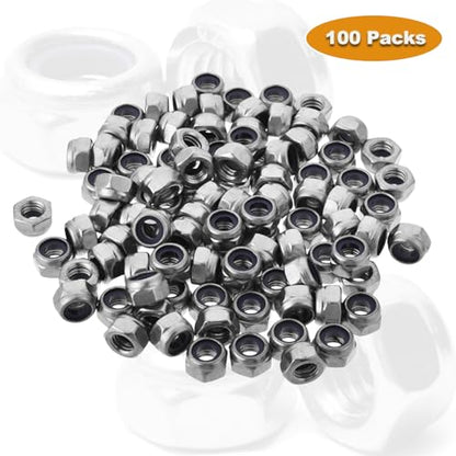 100PCS M5x0.8mm Locknuts Nylon Insert Nut for CNC Machine RC Cars | Metric Nylon Inserted Hex Lock Nuts Self-Lock M5 304 Stainless Steel Self Locking 8mm Hex Nut Driver Tiny Nut - size: M5