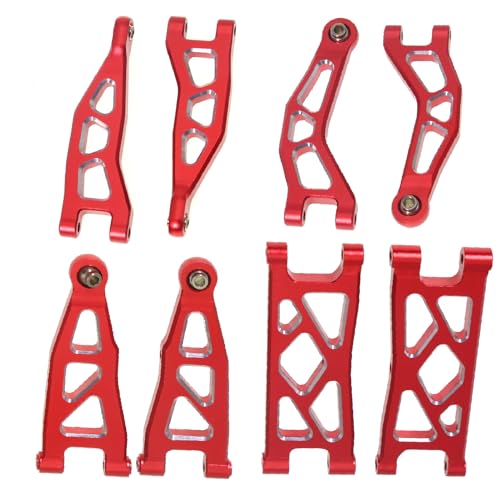 Front and Rear Suspension Arms Set ARA330808 ARA330809 Aluminium Alloy for Arrma 1/18 Granite Grom 1/14 Typhon Grom Upgrade Parts (Red)