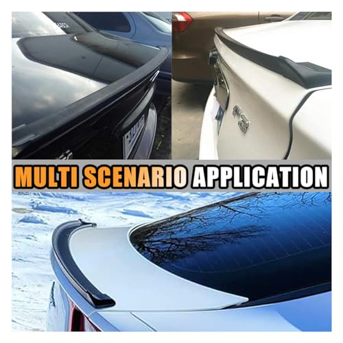 JOYCOURT Car Rear Spoiler Roof Lip Kit, Matte Black 3D Rubber Trunk Spoiler | Roof Spoiler Wing Trim Strip, Cool Car Decoration, Universal Punch-Free Vehicle Exterior Accessory Sticker for Bumper - style: Matte black