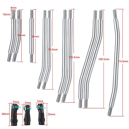 Stainless Steel Link Rod Linkage 313mm Wheelbase for TRX4 | Stainless Steel 1/10 Scale Upgrade RC Crawler Car(Silver) - size: 313mm