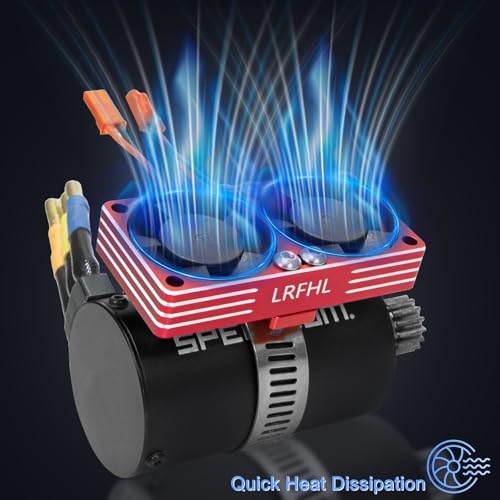 1/7 1/8 1/10 RC Cooling Fan Heat Sink with Adjustable Mount 35-43mm | for 1/7 1/8 1/10 RC Crawler Car 3660 3670 4074 4068 4274, 22000 RPM - style: Red 30*30mm