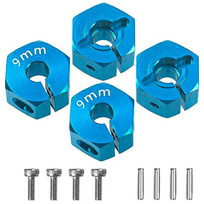 Aluminum Alloy 12mm Wheel Hex Hub Drive Adapters with Pins Screws Compatible with Axial SCX10 HSP HPI Tamiya Redcat 1/10 RC Crawler Car (9mm, Blue) - color: Blue, size: 9mm