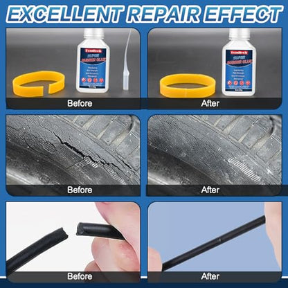 Rubber Glue 30 g, Super Glue for Rubber, Clear Instant Adhesive for Tire, Shoes, Belt, Soles, Hose, Mat & Neoprene Repair and More, Waterproof, Heat-Resistant (Clear, 30 Grams * 1 Pack, Rubber Glue) - size: 30 Grams * 1 Pack