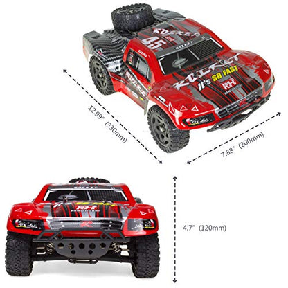 1:16 Scale Short Course RC Car, 40KM/H High Speed 4WD Remote Control Truck | Off-Road Remote Control Car, Strong Shockproof Resistance - color: Red