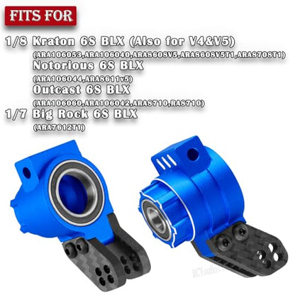 RC Upgrades Part Front Knuckles Steering Blocks&Rear Hub Stub Axle Carriers for 1/8 Kraton (Also for V4&V5)/Notorious/Outcast 6S BLX,Steering Hops Up,Replaces #AR330505#AR330404,Navy Blue - color: Navy Blue - (Upgrades)