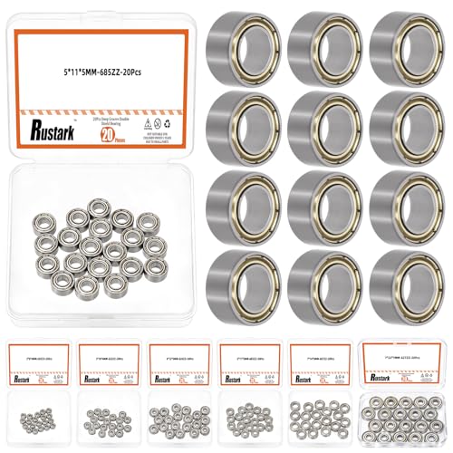 20Pcs 685ZZ High Carbon Steel Ball Bearing Deep Groove Ball Bearing Double Shielded Bearings Small Bearings for Furniture Wheels Skateboards Scooters - size: 685ZZ/0.2x0.43x0.2inch, style: high carbon steel