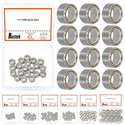 20Pcs 685ZZ High Carbon Steel Ball Bearing Deep Groove Ball Bearing Double Shielded Bearings Small Bearings for Furniture Wheels Skateboards Scooters - size: 685ZZ/0.2x0.43x0.2inch, style: high carbon steel