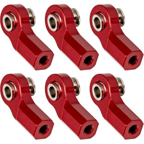 6PCS M3 Tie Rod End Joint Bend Ball Head Holder Linkage Aluminum 4.8mm Ball Cup Compatible with 1/10 Axial SCX10, Traxxas TRX-4, Tamiya CC01, Redcat Gen7, HSP RC Crawler/Trucks (Red) - color: Red
