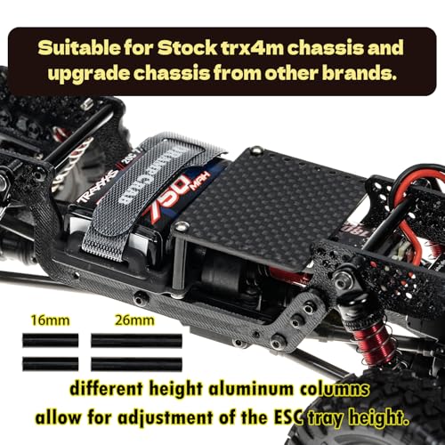 Battery Tray & ESC Receiver Tray, Double Decker Plate for 1/18 RC Crawler TRX4M, Black - color: Black