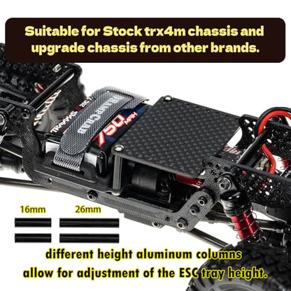 Battery Tray & ESC Receiver Tray, Double Decker Plate for 1/18 RC Crawler TRX4M, Black - color: Black