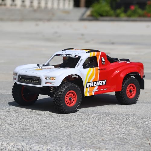 1:12 4WD Brushless RC Truck for Adults, 4x4 Offroad Waterproof Monster Trucks, Electric Powered High Speed Remote Control Cars, Fast Extreme All Terrain RC Truggy with Double 3S Battery - style: Racing Flame