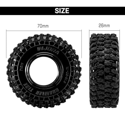 INJORA 1.3" Crawler Tires 70 * 26mm S5 for 1/18 1/24 RC Crawlers (T1311)