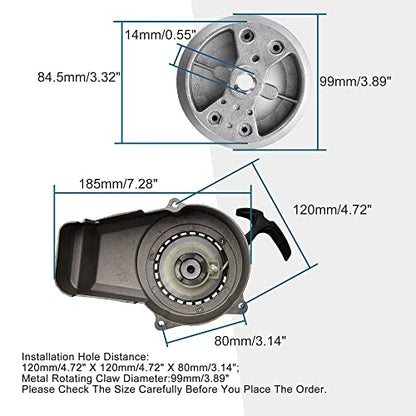 GOOFIT Alloy Pull Recoil Starter with Flywheel for 2 stroke 47cc 49cc Engine Pocket Dirt Bike Mini ATV Quad Wheeler Gray - color: Gray