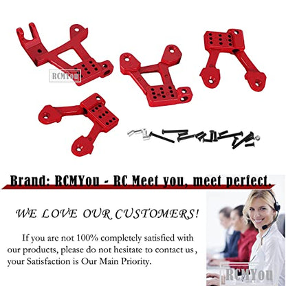 RC Shock Tower Shock Hoops Upgrades Part for 1/10 SCX10 II 90046 90047 Crawlers Truck Car,4PCS Aluminum Rear Front RC Shock Tower Shock Hops Up (Red) - color: Red