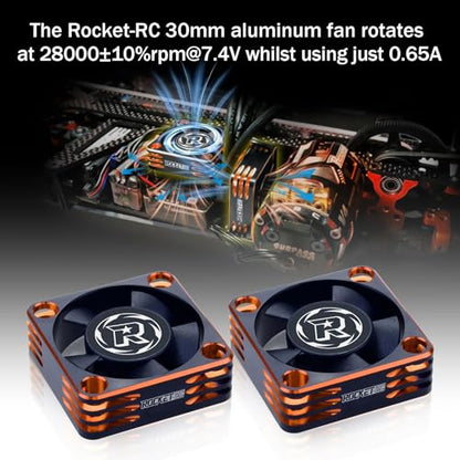 RC Motor Cooling Fan 30mm 28000RPM Fits 540 550 Brushless Motor ESC Cooling Fans for 1/8 1/10 1/12 RC Truck Car (Black Orange) - style: 30mm Black Orange