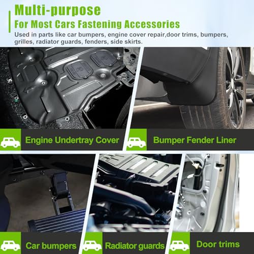 mxuteuk M8-1.25 U-Nut Clips & Hex Head Automotive Body Fender Bolts Kit,for Most Cars Fender,Engine Undertray Cover, Engine Cover & Bumper Fender Liner - color: Black-M8-1.25