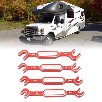 CCYLEZ Turnbuckle Nut Wrench, High Strength Aluminum Alloy RC Car Wrench Set for Drift Cars and RV Repairs (4PC, Red) - color: Red