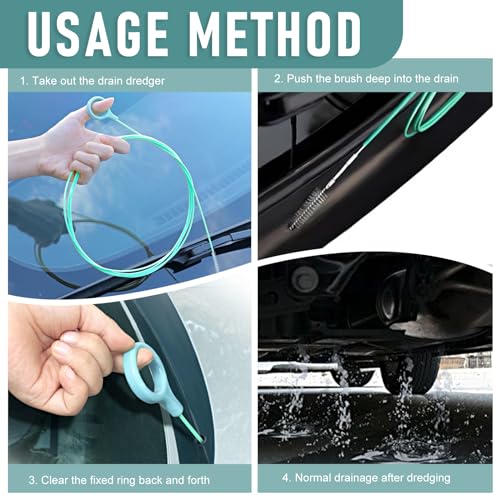 Pack-1 Car Air Conditioning Pipe Cleaning Brush, 9.8Ft Rotatable Vehicle Sunroof Drain Hole Unblocker, Universal Automotive Unblocking Repair Slender Drainage Tool Accessories (Green)