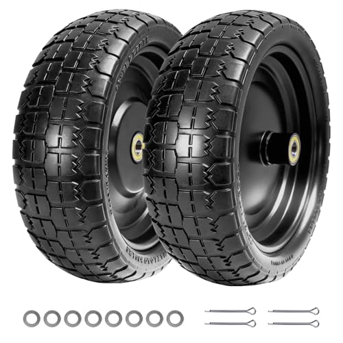 13" Flat Free Tires Compatible with Gorilla Carts,4.00-6 Solid Rubber Wheels with 5/8"Bearings,2.1"Offset Hub for Wagon Tire,Trailer Tire,Wagon Wheel Replacement,13 Trailer Tire Wheel(2-Pack) - size: 2pcs