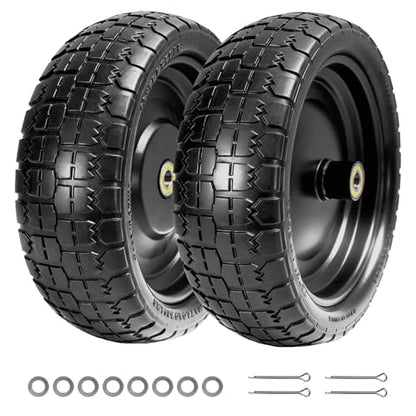 13" Flat Free Tires Compatible with Gorilla Carts,4.00-6 Solid Rubber Wheels with 5/8"Bearings,2.1"Offset Hub for Wagon Tire,Trailer Tire,Wagon Wheel Replacement,13 Trailer Tire Wheel(2-Pack) - size: 2pcs