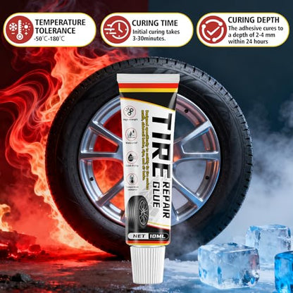 Tire Repair Glue Kit, 2-Pack 10 ml Rubber Cement with 8 Nails | Quick tire fix for cars, bikes, and motorcycles; strong seal, easy use, compact kit for emergencies