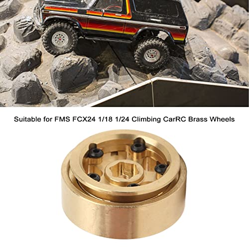 4Pcs 1.3 Inch Beadlock Wheel Rims for FCX24 1/18 1/24 Scale Crawler Car, Aluminum Alloy Brass Weighted Wheel Hub, Easy to Install and Disassemble, Metal Beadlock Wheels Rims