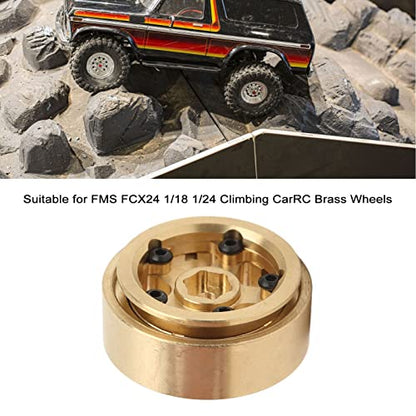 4Pcs 1.3 Inch Beadlock Wheel Rims for FCX24 1/18 1/24 Scale Crawler Car, Aluminum Alloy Brass Weighted Wheel Hub, Easy to Install and Disassemble, Metal Beadlock Wheels Rims
