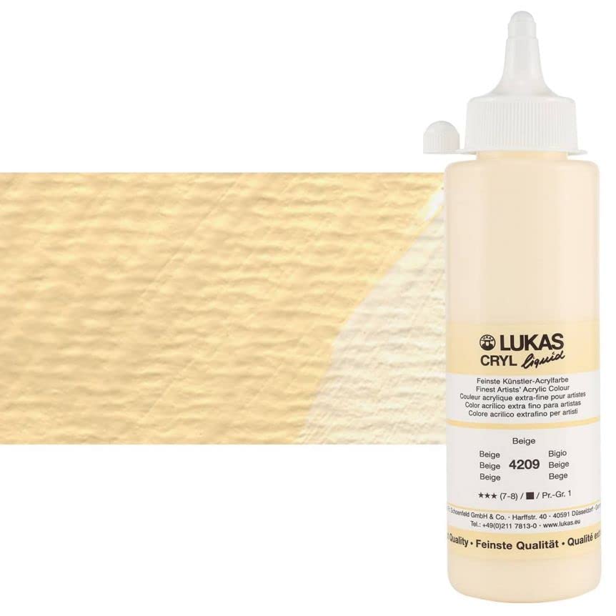 Lukas Cryl Liquid Soft Body Acrylic Paints for Painting - Professional Low Viscosity - 250 ml Bottle Beige - color: Beige