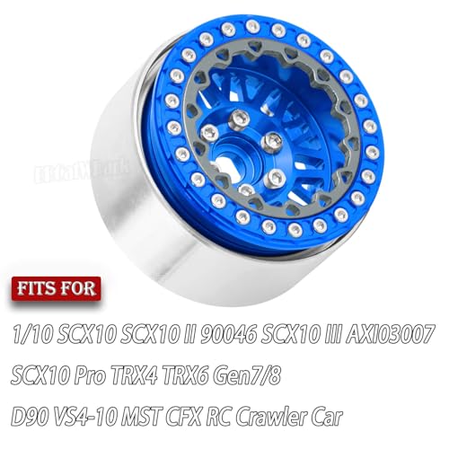 RC 1.9 Wheel Rims for 1/10 SCX10 SCX10 II 90046 SCX10 III AXI03007 SCX10 Pro TRX4 TRX6 Gen7/8 D90 VS4-10 MST CFX RC Crawler Car,4pcs Aluminum 1.9 Wheel Rims,Navy Blue - color: Navy Blue - (Rims)