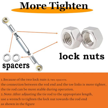 Stainless Turnbuckles Links with Rod Ends for 1/10 Traxxas Slash,Silver | Adjustable Camber Links with Spacers for Rustler 4X4/2WD, Stampede 4X4, Hoss 4X4, Bandit/VXL RC Car Hops Up Parts - color: Silver