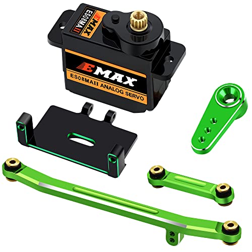 SCX24 Servo EMAX Servo with Servo Mount & Arm & Steering Link Set GR | Metal Gear Steering Servo, SCX24 Upgrade Parts - color: Green