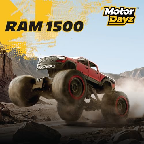 RC 4WD Heavy Metal RAM 1500 Pickup Truck – 1:14 Scale, Officially Licensed Stamped Metal Body, 4x4 All-Wheel Drive, 2.4GHz Full-Function Remote Control, Ready-to-Run, USB Charging, Red