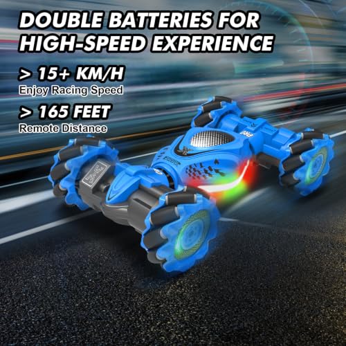 Fosgoit RC Car Gesture Sensing Stunt Car, Toys for Boys Girls 6-12, Gifts | Remote Control Car, Gifts for Boys 6 7 8 9 10 11 12 Years Old, Boys and Girls Toys Age 6+, 4WD Transform Drift RC Cars - color: Blue-black