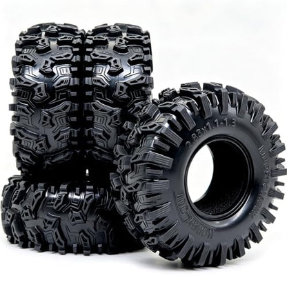HOBBYSOUL MUDSTOMPER 72mm RC Crawler 1.3 Tires 4-Pack Fits TRX4M SCX24 | soft sticky tire for mud & rock off-road climbing,foam inserts,upgrade for 1/18 TRX4M High Trail & 1/24 micro crawlers