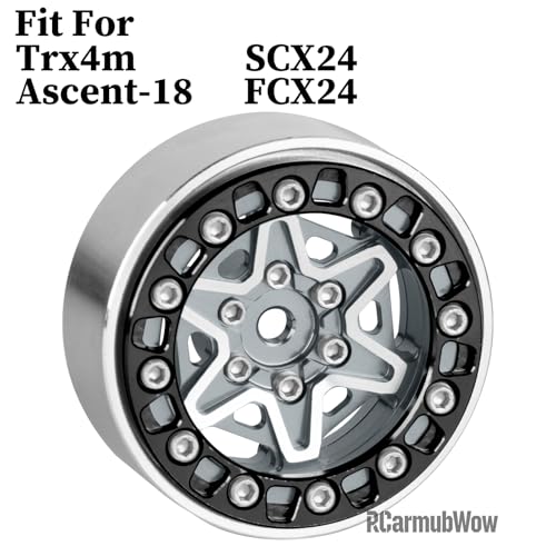 1.3 Inch RC Crawler Wheels Aluminum Alloy Rims Set Compatible with TRX4M Ascent-18 SCX24 FCX24 1/18 1/24 RC Car Upgrades,RCarmubWow 1.3 Beadlock Wheels,4pcs,Titanium - color: Titanium(4pcs)