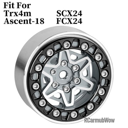 1.3 Inch RC Crawler Wheels Aluminum Alloy Rims Set Compatible with TRX4M Ascent-18 SCX24 FCX24 1/18 1/24 RC Car Upgrades,RCarmubWow 1.3 Beadlock Wheels,4pcs,Titanium - color: Titanium(4pcs)